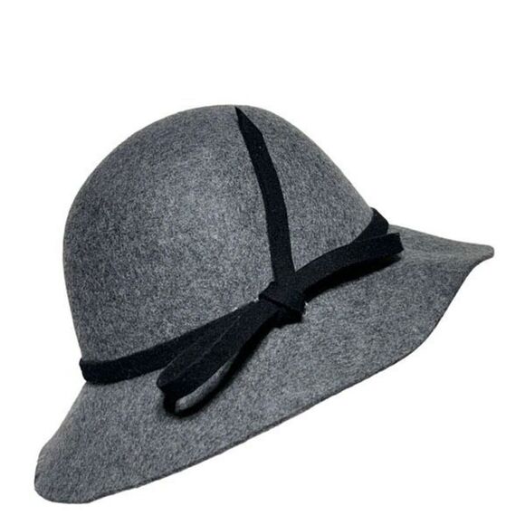 Scala NWT Grey Wool Felt Cloche Hat - Picture 1 of 4